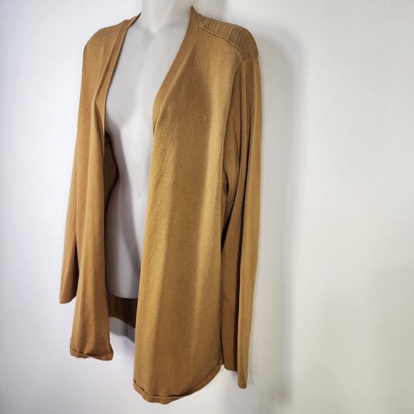 Maurices Cardigan Sweater Size XL Gold Pointelle Back Open Front Long Sleeve - Picture 4 of 11